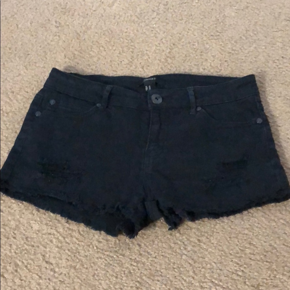 Black Distressed Studded Shorts